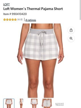LOFT Pajama Shorts in Gray Gingham